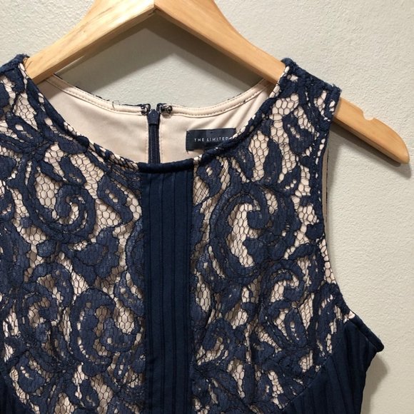 {The Limited} Navy Stretch Lace Fit n Flare Dress - Picture 5 of 8